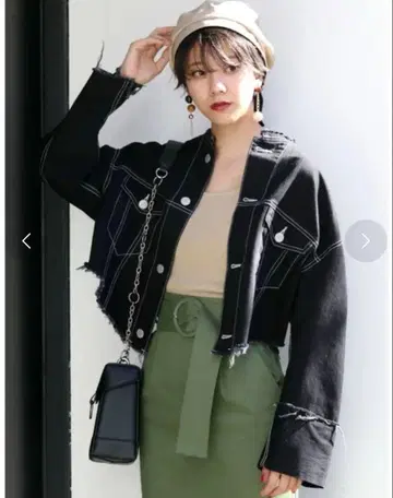 MURUA 크롭 데님 자켓 블랙