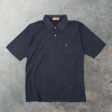 피케 셔츠 가슴 포켓 자수 로고 블랙 구제 의류 레트로