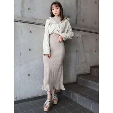 셔츠 레이어드 니트 머메이드 원피스 murua