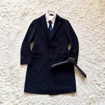 [ 새상품급 ] TAGLIATORE 신 로고 네이비 울 체스터 코트 48