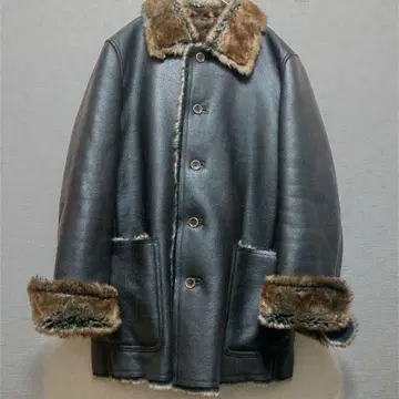 다크 브라운 페이크 무스탕 자켓 M Y2K