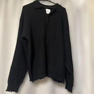 데미지 니트 블랙 와플 편직 니트 M 사이즈