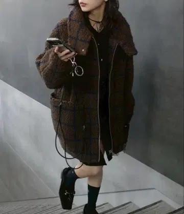 UND WINDOWPANE ZIPUP MIDI COAT AMERI