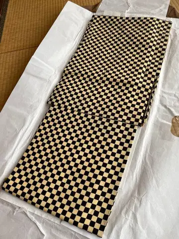 이치다 히로미 체크 패턴 코몬 순수 실크 기모노