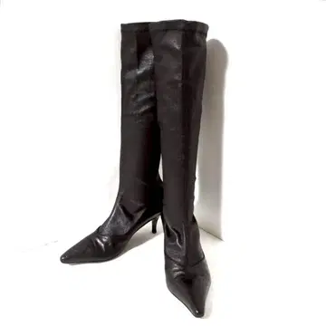 스테판 케리안 블랙 롱 부츠 합성 피혁 스틸레토