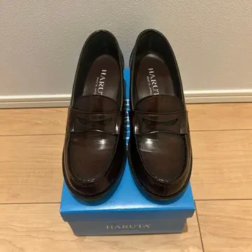 HARUTA 다크 브라운 로퍼 중간 힐