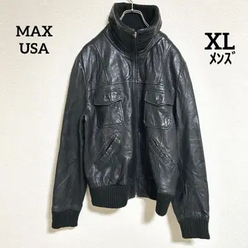 MAX USA 블랙 가죽 자켓 라이더스 혁잔 빈티지