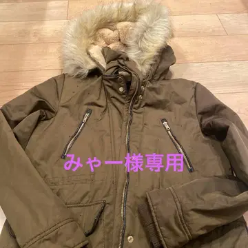 퍼 후드 모즈 코트 올리브