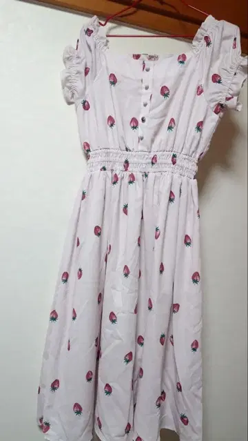 Ank Rouge 딸기 무늬 반팔 롱 원피스