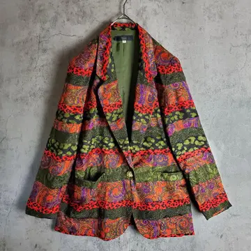 [ 빈티지 ] 구제 의류 테일러드 자켓 실크 올 패턴 스카프 패턴 레트로