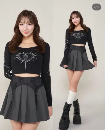 [ 미사용 새상품 ] Darich 하트 모티브 크롭탑 블랙