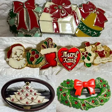 레어품 크리스마스 머리핀 액세서리 4점