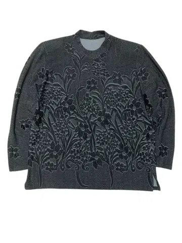 빈티지 80s 꽃무늬 블랙 긴팔 티셔츠 모드