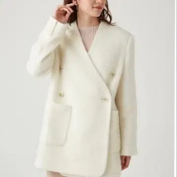 emmi 노카라 더블 자켓 코트 에미 자켓 화이트