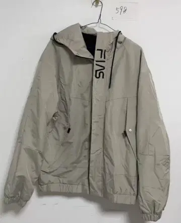 그레이 후드 부착 나일론 자켓