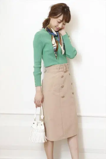 [ JUSGLITTY ] 트렌치 스커트 베이지