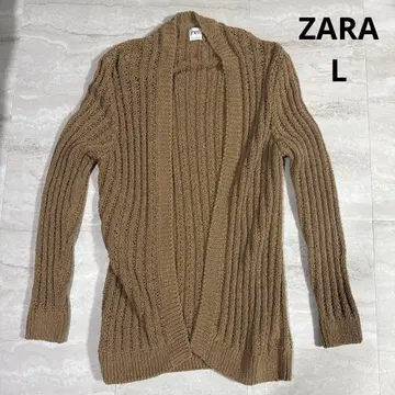 L ZARA 니트 가디건 브라운