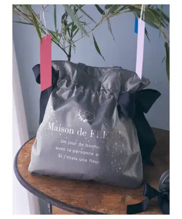 Milky Way 더블 리본 토트백 플뢰르 파랑 그레이