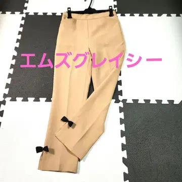 엠즈 그레이시 카멜 계열 팬츠 밑단 리본 포함