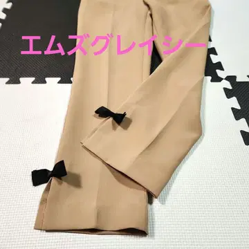 엠즈 그레이시 카멜 계열 팬츠 밑단 리본 포함
