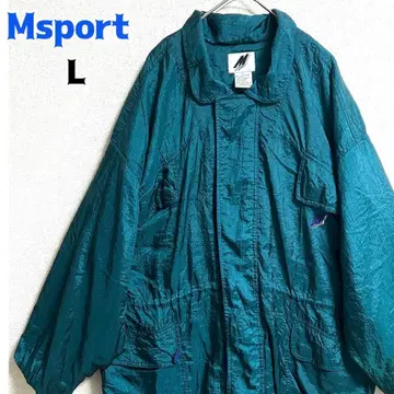 Msport 나일론 자켓 그린 롱 기장 로고 자수 L 구제 의류 개성있는