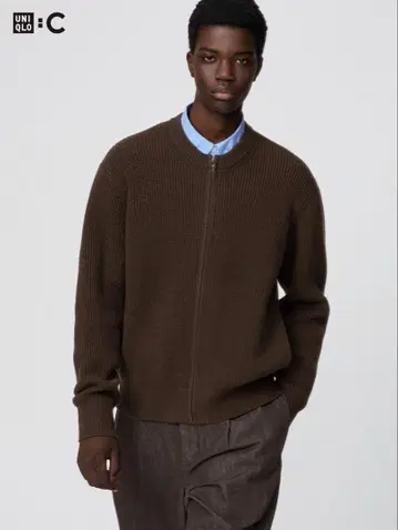 유니클로 C 크루넥 풀 집업 가디건 M