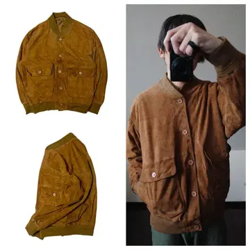 A2 타입 스웨이드 자켓 70s 80s 빈티지 브라운 광택감 가죽