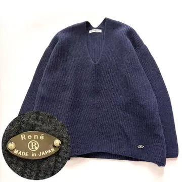 [ 캐시미어 혼방 ] 르네 Rene V넥 니트 스웨터 네이비