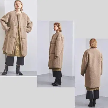 컨디션 최상 하이크 HYKE 무스탕 코트 보아 롱 코트 빅 실루엣