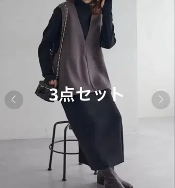 디스코트 터틀넥 니트 스커트 베스트 3종 세트 프리 사이즈