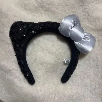 고양이 귀 머리띠 실버 리본 포함