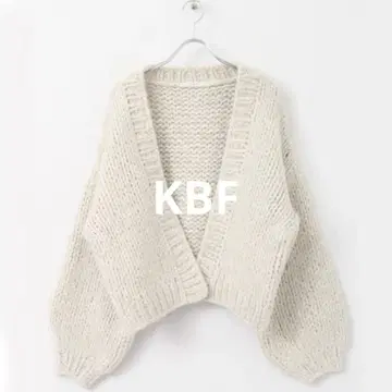 KBF 핸드 니트 가디건 아이보리 F 큼직한 손뜨개질풍 포근한