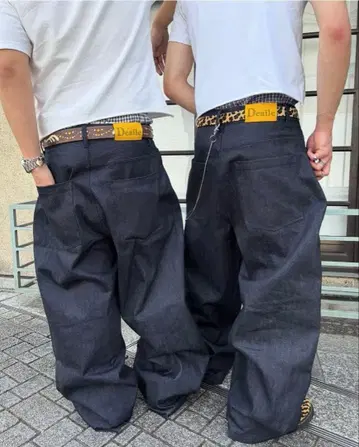 Deaile 다크 블루 와이드 데님 팬츠