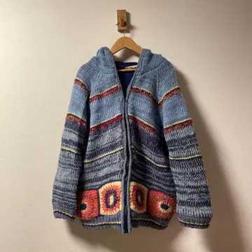 빈티지 후드 니트 자켓