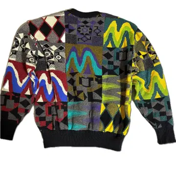 빈티지 일점물 기하학 컬러풀 니트 스웨터 새상품급 개성파