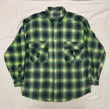 mossimo 옴브레 체크 라이트 플란넬 셔츠 그린 더블 포켓