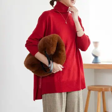 저널 스탠다드 relume BiellaYarn 와이드 터틀넥 빨간색