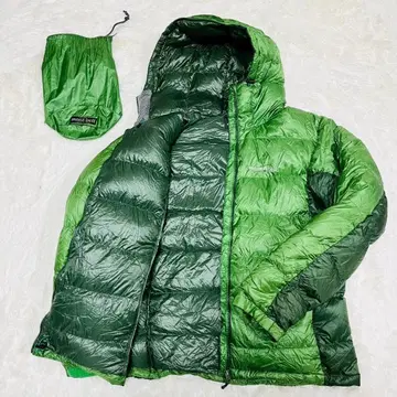 레어 단종품 몽벨 알파인 다운 후드티 L 그린 드로 코드 있음