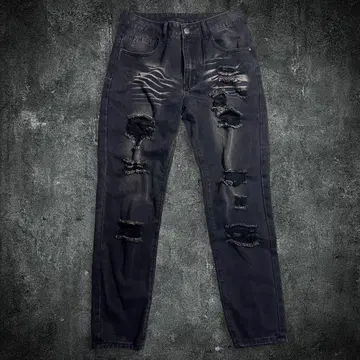 Y2K archive 그런지 블랙 데님 크러쉬 가공