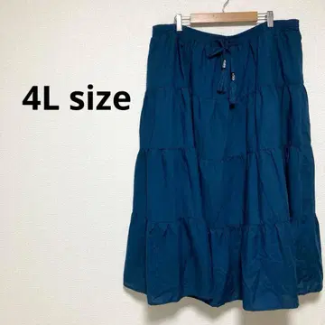 여성용 롱 플레어 스커트 파랑 무지 리조트 빅 사이즈 4L