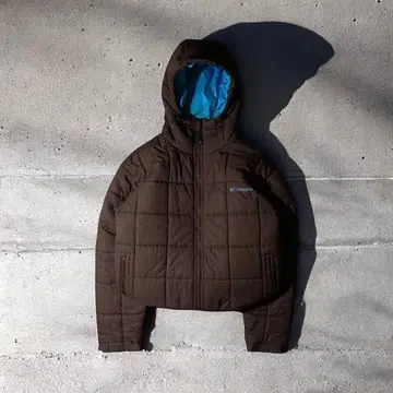 컬럼비아 후디드 푸퍼 재킷 브라운 테크 블루