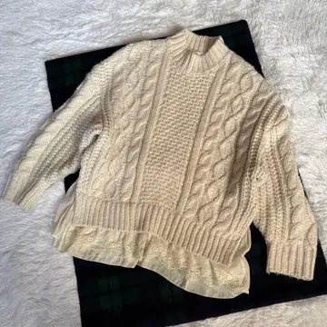 ZARA 아이보리 케이블 짜임 레이스 니트 사이즈 L