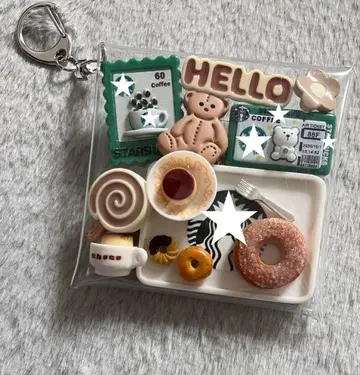 가챠 파우치 [ 곰돌이 카페 그린 브라운 계열 ]