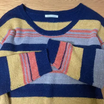 샹브르 드 샤름 멀티 보더 스웨터 긴팔 니트 울 알파카 혼방