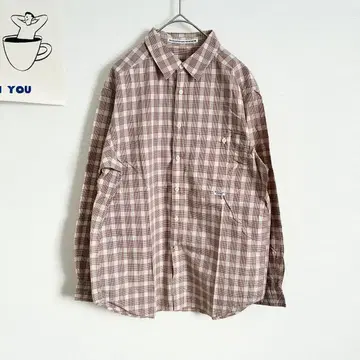 마드모아젤 논논 체크 무늬 셔츠 긴팔 심플 캐주얼