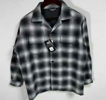 택 포함 Town Craft 옴브레 체크 셔츠 복각 울 블랙 화이트