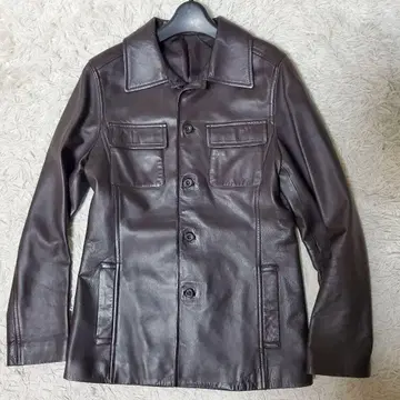 컨디션 최상 GALERIE VIE 라무 양가죽 다크 브라운 가죽 자켓