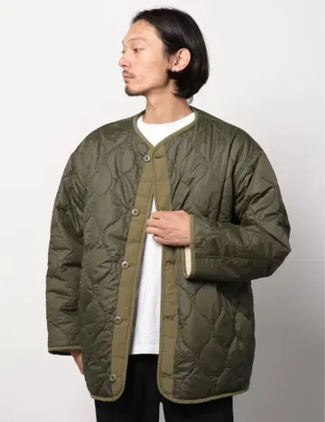 빔즈 올리브색 퀼팅 자켓 리버서블