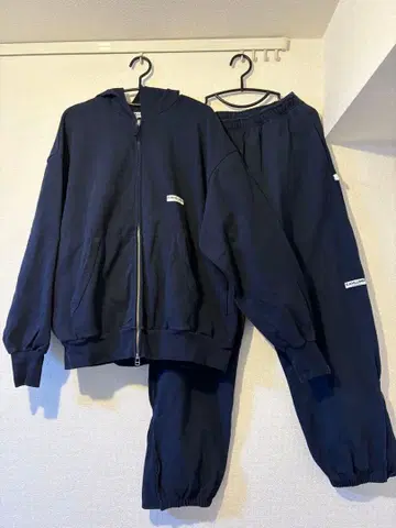 CAHLUMN 셋업 네이비 풀 집업 후드티 팬츠