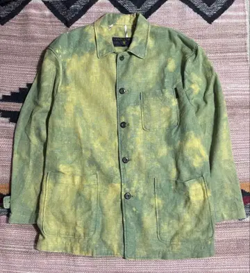 90s 00s 린넨 자켓 미들 기장 오버다이 커버올 구제 의류